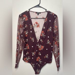 Express Floral Sheer Back Bodysuit
